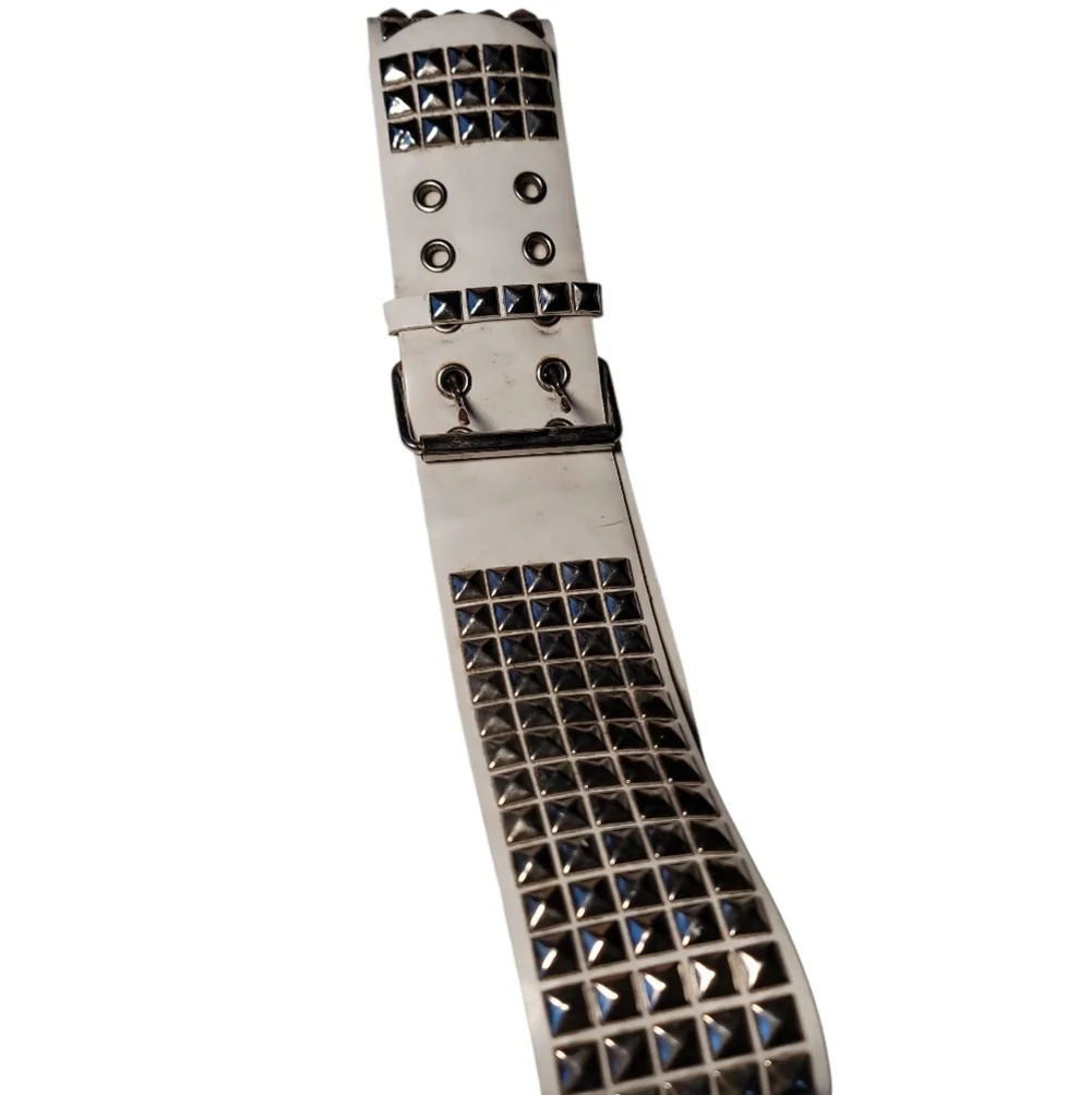 Hot topic vintage Studded Extra Wide White Statement belt Size 38 Unisex